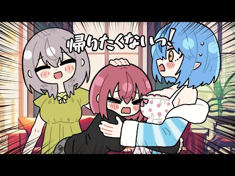 【手描き】帰りたがらないマリンに苦戦するラミィとノエル【ホロライブ/雪花ラミィ/宝鐘マリン/白銀ノエル/切り抜き漫画】