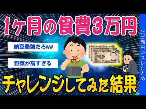 【2ch考えさせられるスレ】1ヶ月の食費3万円！チャレンジしてみた結果…【ゆっくり解説】