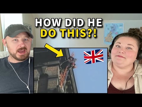 Americans React to Fred Dibnah Climbing an INSANE Chimney Overhang