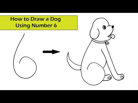 How to Draw a Dog Using Number 6 l l l l Simple Drawing l l Step by Step easy drawing