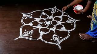 RANGOLI | KOLAM | SANGU KOLAM | simple kolam | daily kolam | simple to draw kolam... | vasugi kolam