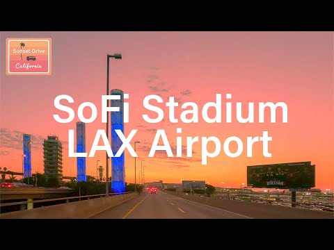 Driving SoFi Stadium to LAX Airport - Los Angeles California - Sunset Drive - Relaxing Calming Chill