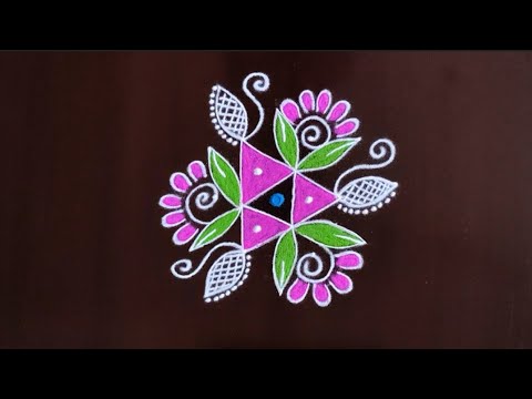 3*2 dots easy daily rangoli design | simple small rangoli | Rangoli