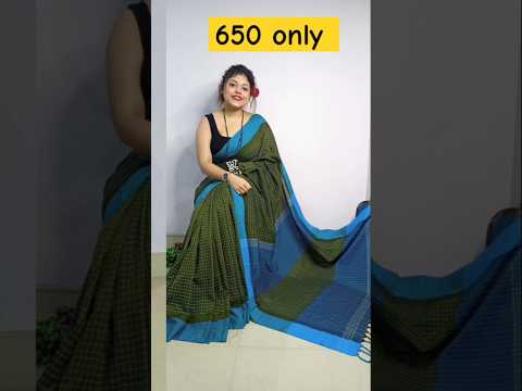 #khadi cotton mini checked Premium Quality sarees WHATSAPP 9790271649 With Blouse contrast pallu