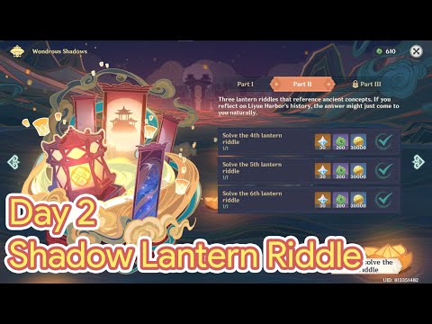 Wondrous Shadows Part 2 All 3 ( 4th - 6th ) Lantern Riddles | Genshin Impact