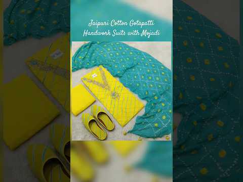 Jaipuri Cotton Gotapatti Handwork Suits with Mojadi & 30-30 Pure Chiffon Dupatta #wholesale #cotton