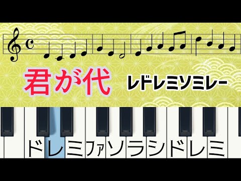 君が代 【ピアノ簡単】ドレミ付き楽譜