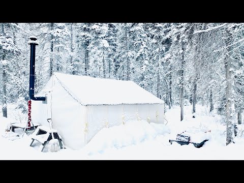 -35C EXTREME COLD WINTER CAMPING in a HOT TENT