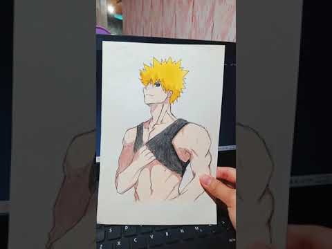 DRAWING AND COLORING BAKUGO KATSUKI FROM MY HERO ACADEMIA|WATERCOLORPAINTING| #SHORTS