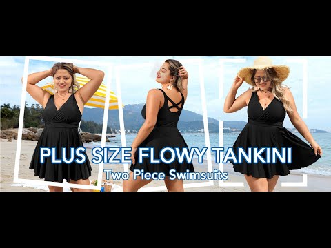 Angel Season Plus Size Swimsuit | 2 Piece Tankini, Flowy Swimdress with Shorts for Beach Days