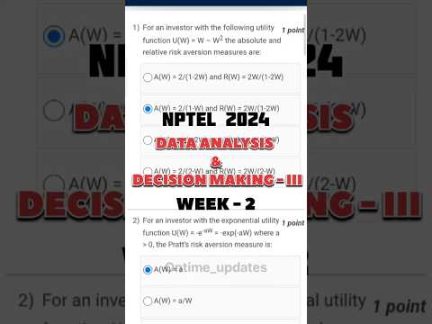 Data Analysis & Decision Making-III | week-2 | NPTEL solutions #ontimeupdates #nptel  #dataalysis