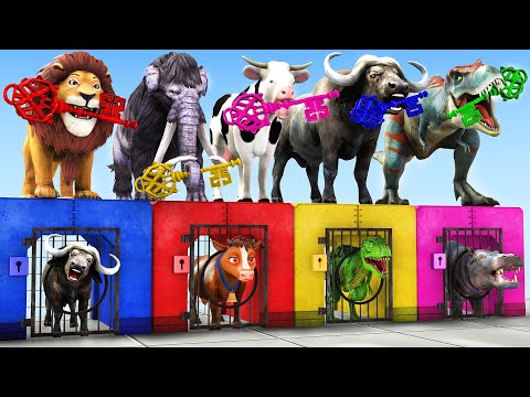 Cow Mammoth Elephant Lion Gorilla Choose Right Key to Survive ESCAPE ROOM CHALLENGE Animals Game