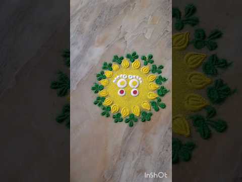 Navratri day 1 yellow💛colour easy rangoli #rangoli #navratri #shorts #youtubeshorts #navratrirangoli