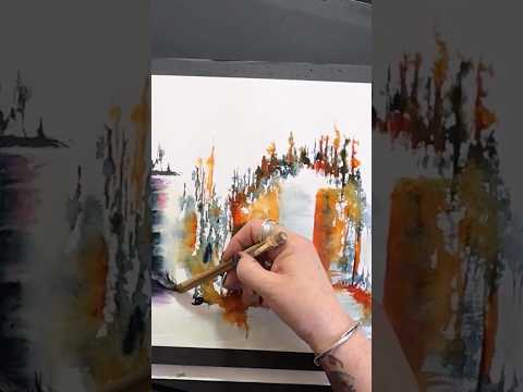 Watch How Simple Shapes Create Stunning Watercolor Art! #shorts