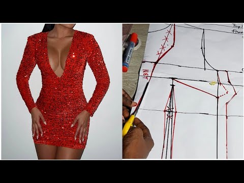 How To Cut and Sew a Trendy Short Sequin dress with mesh| With Butt contour| Beginner-friendly