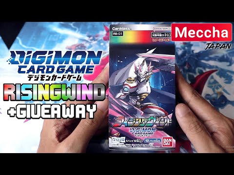 DIGIMON CARD GAME RB-01 Rising Wind Booster Box Opening + GIVEAWAY (Meccha Japan Collab)