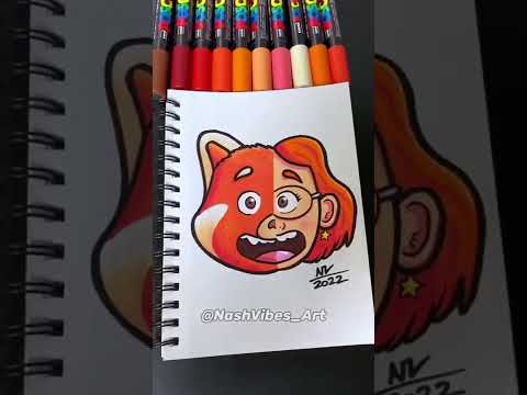 Drawing Turning Red with Posca Markers! Satisfying Art! (#Shorts)