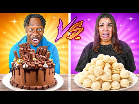 VANILLA VS CHOCOLATE FOOD CHALLENGE!