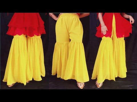 नए लोग सुरू से सीखें Gharara/Sharara Cutting and Stitching/Gharara Panta DIY/Sharara Pants Making