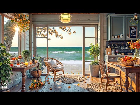 Morning Jazz Music at Seaside Coffee Shop Ambience with Smooth Bossa Nova & Ocean Waves for Chillout