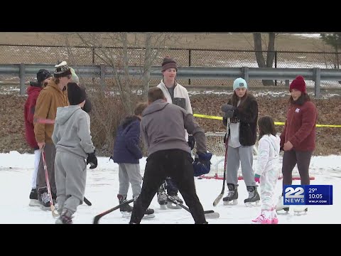 Outdoor ice skating and hockey return to Piper Pond