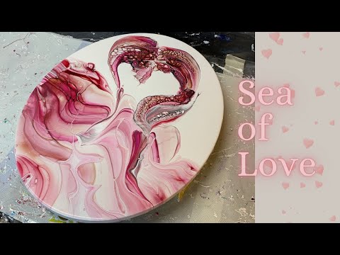 #177 TLP Piggy Love Valentine’s Collab - Sea of Love - Acrylic Pouring Paint Abstract Fluid Painting