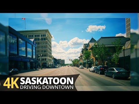 Saskatoon 4K60fps - Driving Downtown - Saskatchewan, Canada