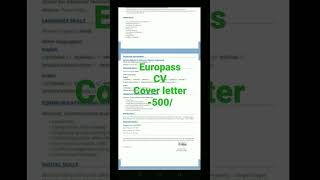 EUROPASS CV COVER LETTER