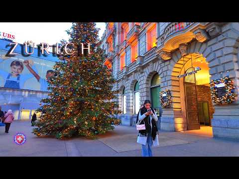 ZURICH SWITZERLAND ✨ Evening in the City Center / Currently Walking tour 4K Christmas Time