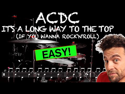 ACDC - It's a Long Way to the Top - Drum cover (with scrolling drum score)