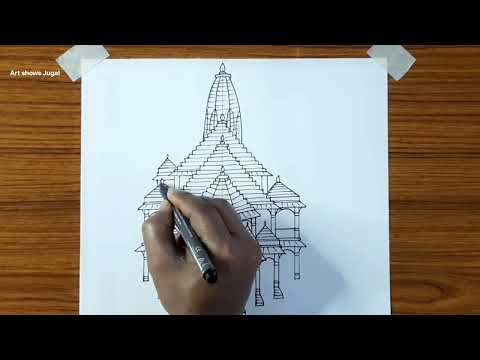 How to draw  ram mandir ayodhya