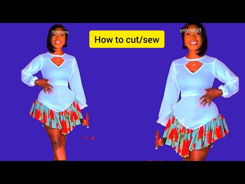 How to cut/sew a basque dress with key hole and ruffles gathers. stretch fabric. How to make a dress