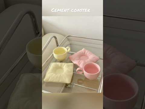 DIY cement coaster ☕️🌸 #cementcraft # #diy #shorts