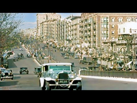 Broadway, New York 1930s in color [60fps,Remastered] w/sound design added