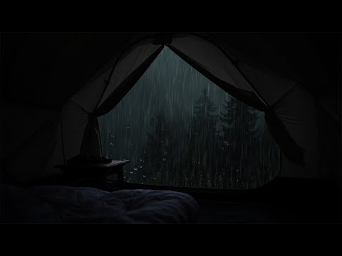 Heavy rain sounds at night in the deep forest - Rain for deep sleep, covered with misty rain