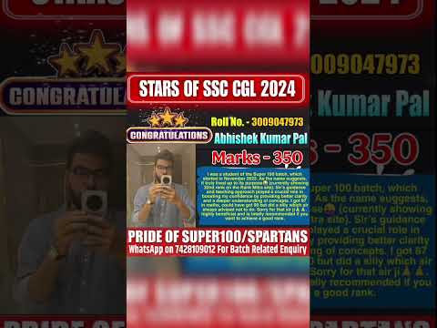 Stars of super100/ Spartans batch ! Results of ssc cgl 2024  #ssc