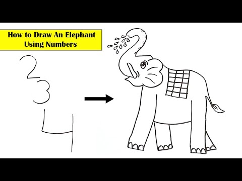 How to Draw an Elephant using numbers 2,3,4 l l Step by Step easy drawing