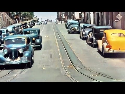 A Day in San Francisco 1930s in color [60fps,Remastered] w/sound design added