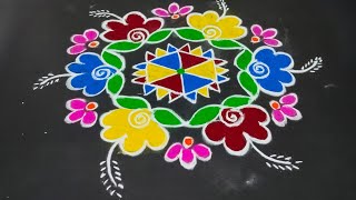 Maha shivaratri Special Simple Flower Rangoli 5*3dots #mahashivaratrirangoli #mahashivaratrimuggulu