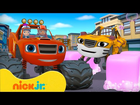 Blaze | ¡El BOBO rescate de neumáticos de Blaze! 🛞🐰🎈🧼 Con Starla yStripes | Nick Jr. en Español