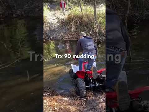 Trx 90 goes through deep mid hole!! #mudding #atv #florida #honda