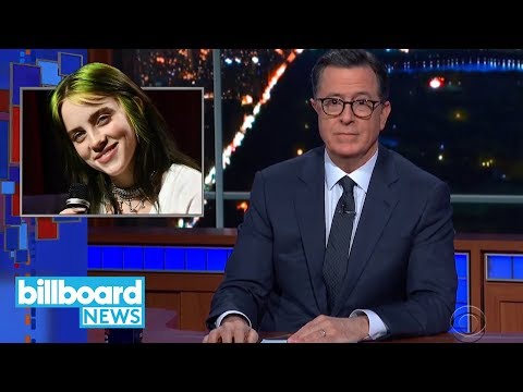 Stephen Colbert Pokes Fun at Billie Eilish's Fake James Bond Theme Song | Billboard News