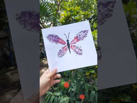 Check out this beautiful leaf print butterfly🦋🍃 Isn’t nature-inspired art amazing? #leafprint