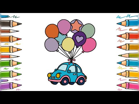 How to Draw a Cute Car with Balloons | Easy Step-by-Step Drawing Tutorial 🚗🎈🎨