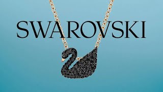 SWAROVSKI - Swan Necklace with Black Crystals and Rose Gold