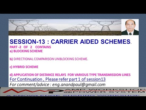 SESSION 13 PART 2: BLOCKING ,DIRECTIONAL COMPARISON UNBLOCKING & HYBRID SCHEME+APPLICATION 21 RELAY