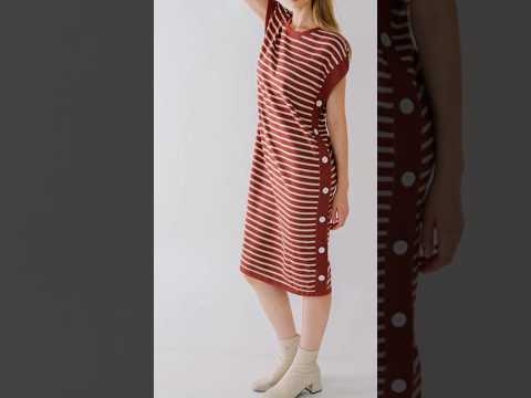 This Is April Dress Midi Wanita Rajut Striped Tanpa Lengan Gilian Dress #thisisapril #dressmidirajut