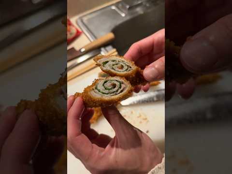 rolled katsu party for 2~ stuffed with ume and shiso leaves #tonkatsu #shortsvideo #cooking #ume