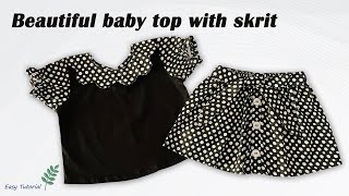 Beautiful Baby Top With Skirt Cutting and Stitching for 3 to 4 Year Baby Girl