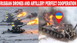 No stopping! Russian Drones and Artillery Perfect Cooperation Destroying Western Armored Vehicles